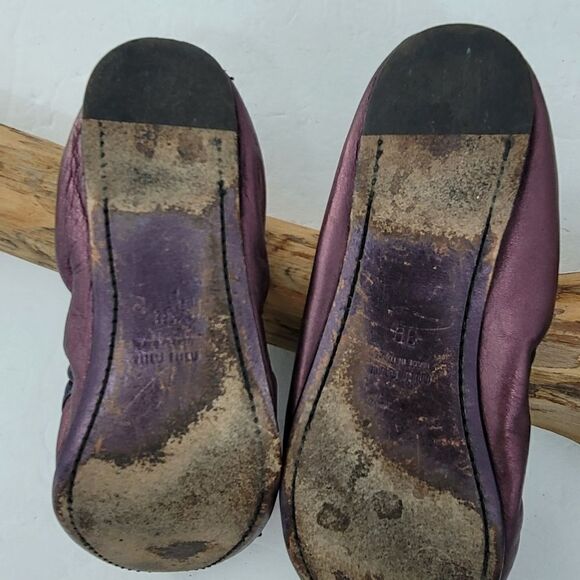 Miu Miu bejeweled baguettes leather ballet flats - Picture 2 of 14